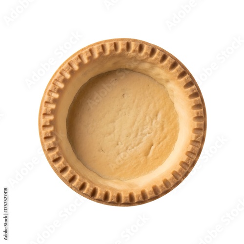 Empty baked pie crust with fluted edge pastry tart shell