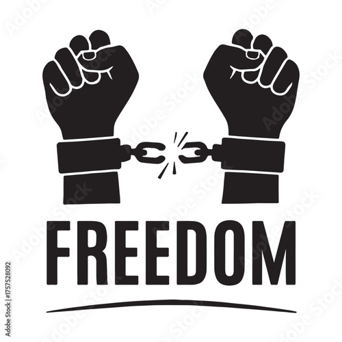 Powerful illustration of human hands breaking free from restrictive chains, symbolizing the profound concept of freedom, liberation, and triumph over oppression