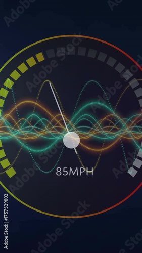Animation of internet speedometer data processing over networks of connections