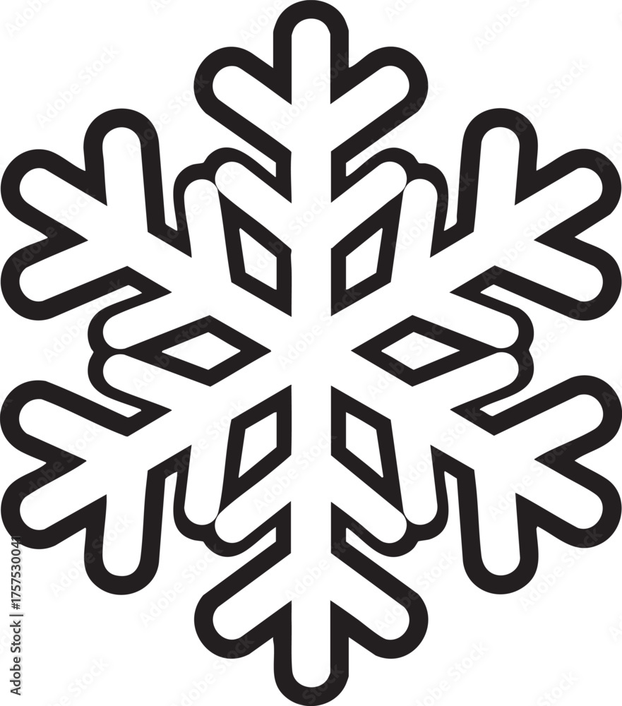 Obraz premium Bold Black Snowflake Icon on White Background