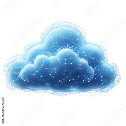 Digital Cloud Network on Black Background