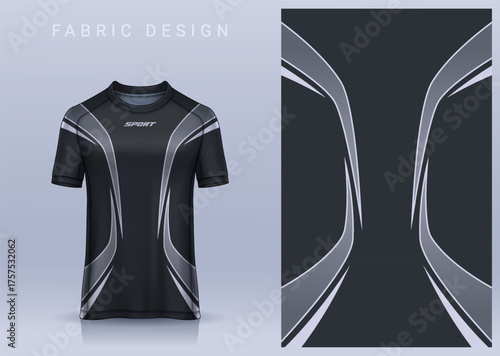 Fabric textile design for Sport t-shirt, Soccer jersey mockup for football club. uniform front view.	