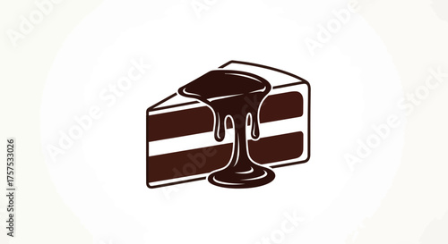 Slice of Chocolate Cake with Rich Dark Ganache Drizzle.