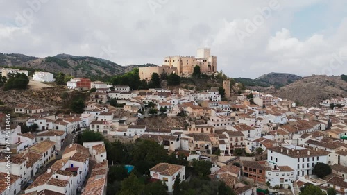 Drone view of Velez-Blanco village. Spain
