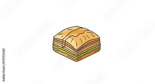 Deliciously layered pastry with a sweet syrup glaze.