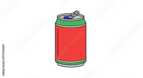 Cartoon Illustration of a Red and Green Soda Can.
