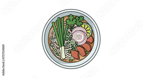 Delicious Bowl of Asian Noodle Soup with Fresh Ingredients.