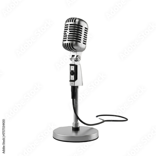 Vintage Microphone on Black Background