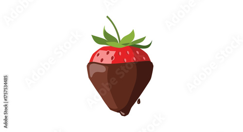Delicious Chocolate-Covered Strawberry with Green Leaves.