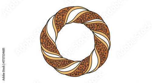 Detailed Illustration of a Delicious Twisted Bagel.