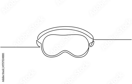 Continuous one line drawing sleeping eye mask vector illustration on transparent background.