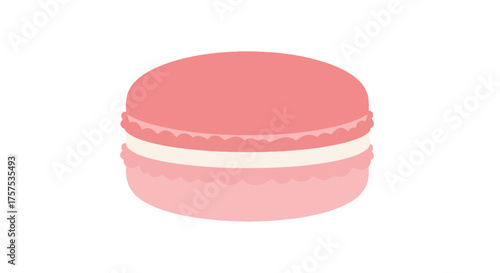 Delicious Pink Macaron with White Cream Filling Isolated.