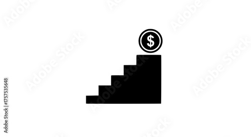 Money ladder black white icon 
