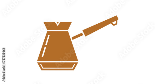 Copper Turkish Coffee Pot with Long Handle Traditional Design.