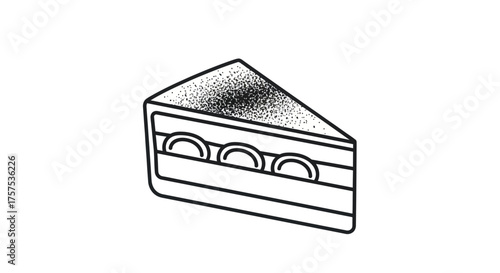 A Hand-Drawn Slice of Layered Cake with Cream Filling.