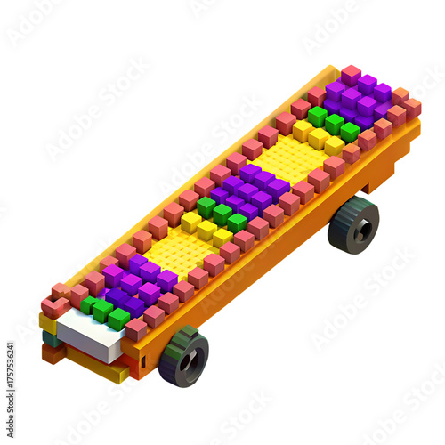 Voxel Colorful brick skateboard toy with wheels ready for play and fun adventures