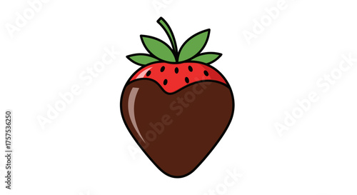 Chocolate-covered strawberry with green leaves a sweet treat.