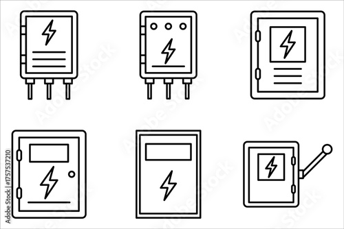 electric panel box icon set. Electric distribution icon set. vector illustration on white background