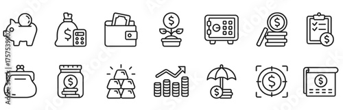 Savings icon set. Vector graphic illustration