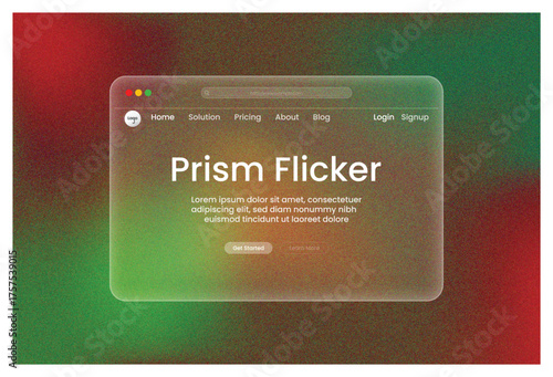       Web Page, Prism Flicker UI Landing Page Brown Green Gradient Abstract, Glass Morphism Window Concept
