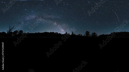 VR 360 Equirectangular Milky Way Galaxy Time Lapse Starry Night Sky Mount Pinos Astrophotography Time Lapse California USA