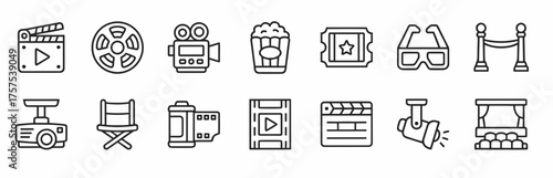 Cinema icon set. Vector graphic illustration