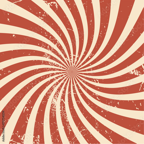 Retro Vintage Red and White Spiral Optical Illusion Background for Design and Marketing