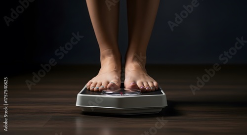 Bare Feet Standing on a Digital Bathroom Scale for Weight Loss and Health Monitoring
