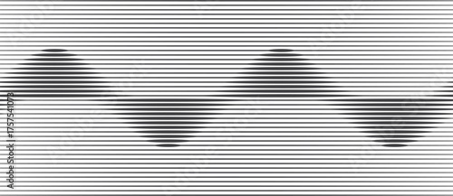Abstract art geometric background with horizontal lines. Optical illusion with waves and transition.