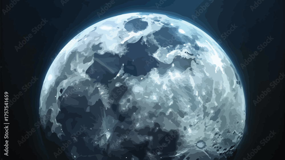 Naklejka premium Detailed Close-up of the Full Moon in Dark Space astronomy