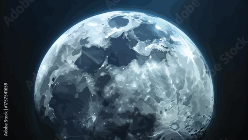 Detailed Close-up of the Full Moon in Dark Space astronomy