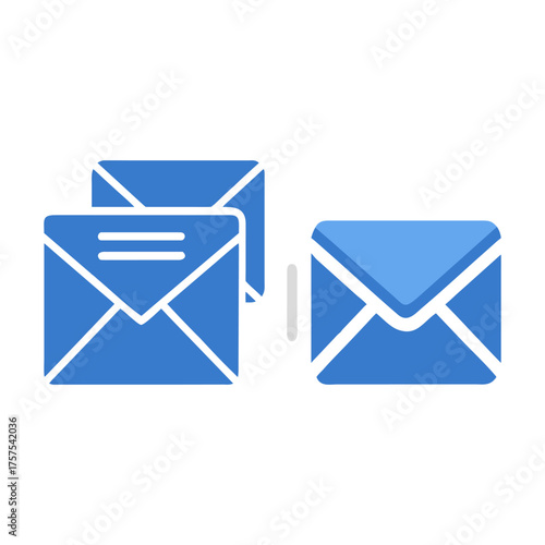 Multiple blue envelopes moving towards a single envelope