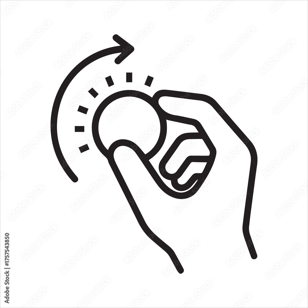 Fototapeta premium Hand turning knob outline icon vector