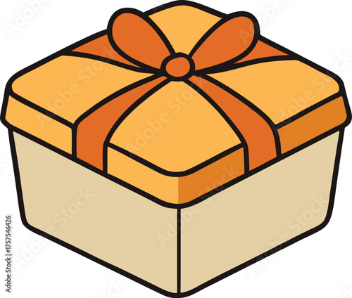 Pastry box with tied ribbon vector illustration isolated on transparent background