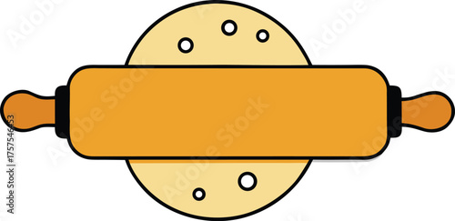 Rolling pin with cookie dough vector illustration isolated on transparent background
