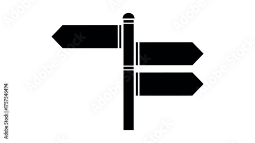 Black Directional Signpost with Three Arrows