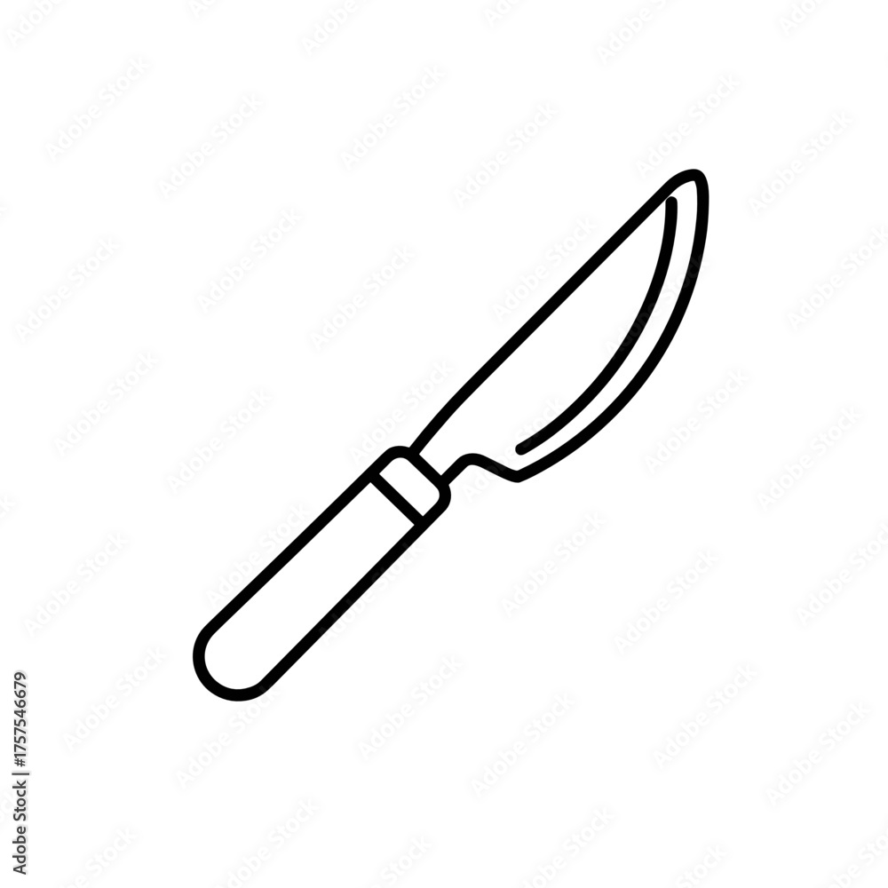 Fototapeta premium Cheese knife in minimal line art style on white background 