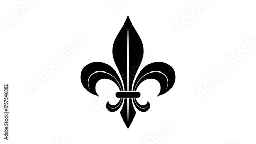 Black Fleur de Lis Symbol on White Background heraldry