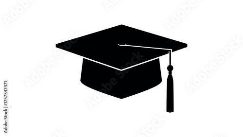 Black graduation cap with tassel mortarboard academic