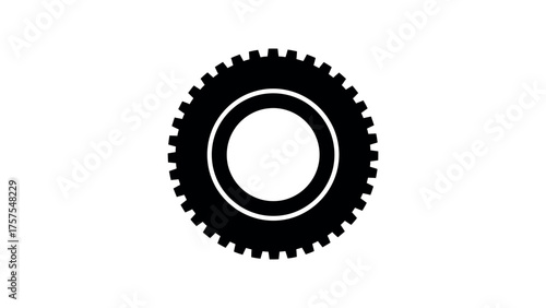 Black silhouette of a car tire tread vehicle wheel