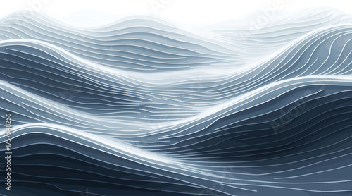 Vector art of abstract wave pattern with flowing lines and smooth gradients, creating a serene and calming visual effect, perfect for backgrounds and modern designs
