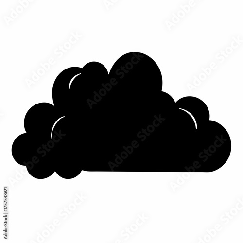 Stylized Silhouette of a Cumulus Cloud with Glossy Reflections on White