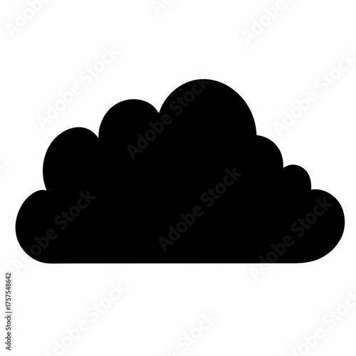 Simple black cloud illustration on a white background, flat and isolated