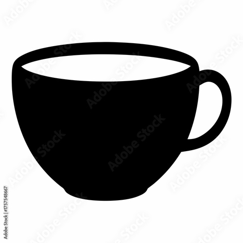 Silhouette of a coffee or tea cup with liquid filling the top