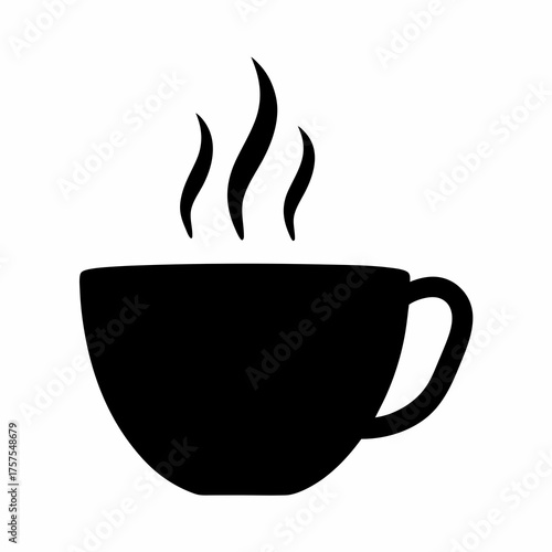 Steaming hot coffee or tea in a black cup isolated on white
