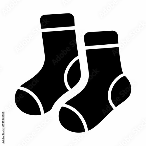 Pair of simple black and white socks for toddler or children clothing