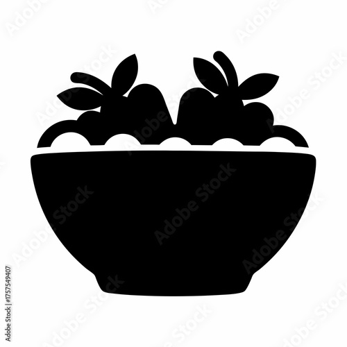 Stylized bowl filled with apples, illustration of healthy fruit snacks