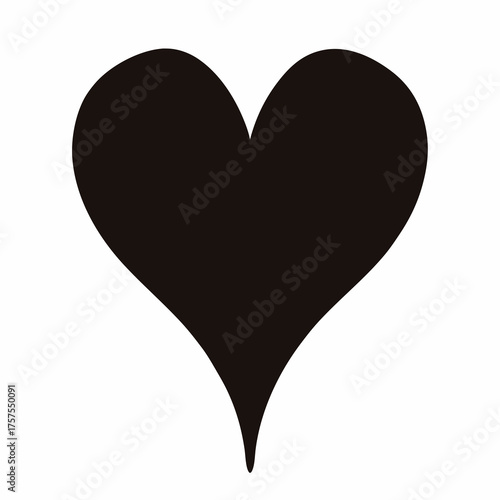 Simple black heart with a pointed bottom on a white background