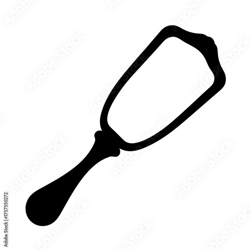 Elegant Handheld Mirror Silhouette with Ornate Handle for Vanity or Makeup