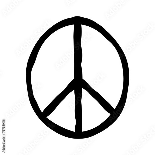 Simple Black and White Peace Symbol Illustration against a White Background